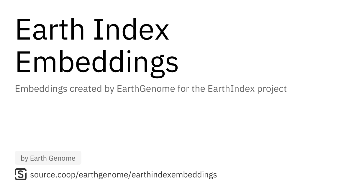 Earth Genome Embeddings